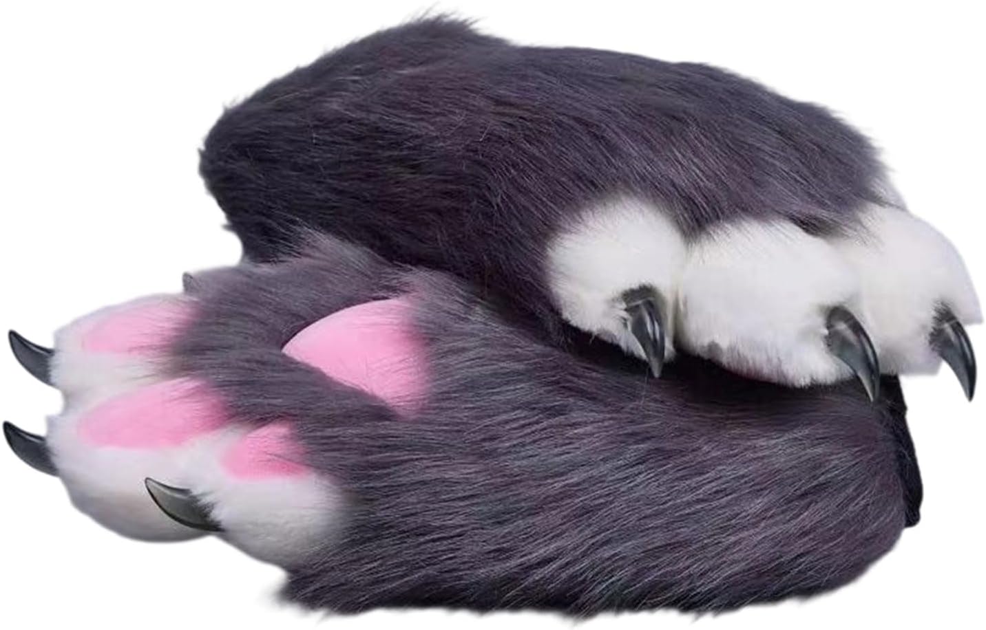Animal-Themed Furry Gloves With Colorful Claws For Cosplay & Halloween Parties Breathable Polyester