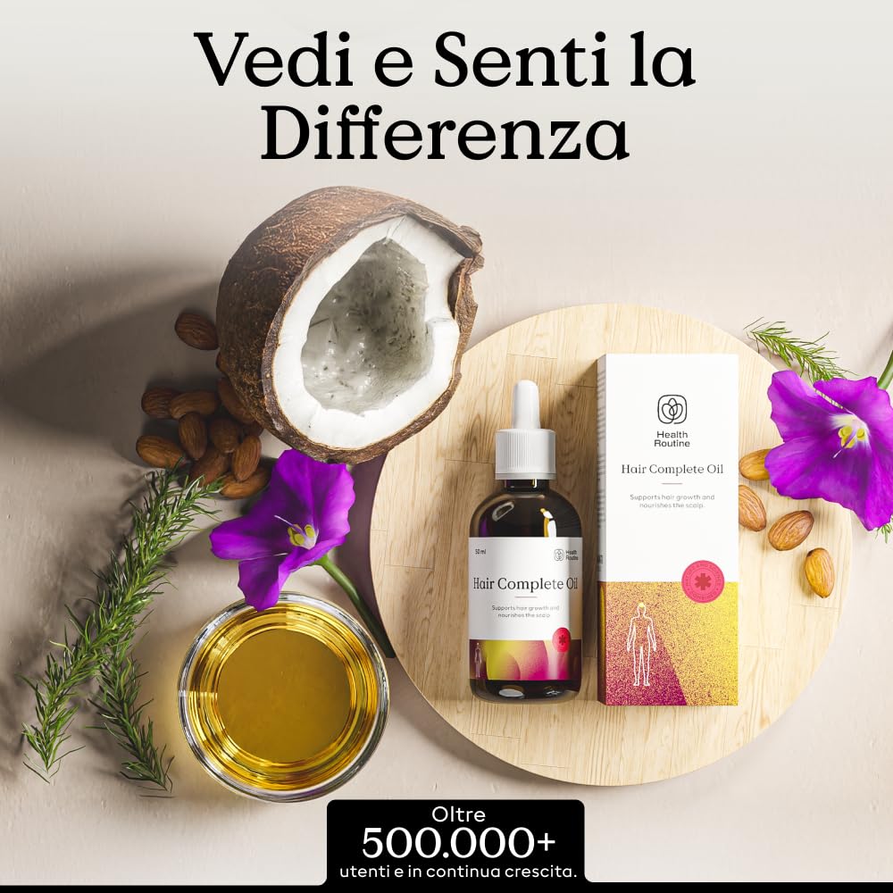 Health Routine Hair Complete Oil – Olio per Capelli Rosmarino e Ricino, 3 Pack