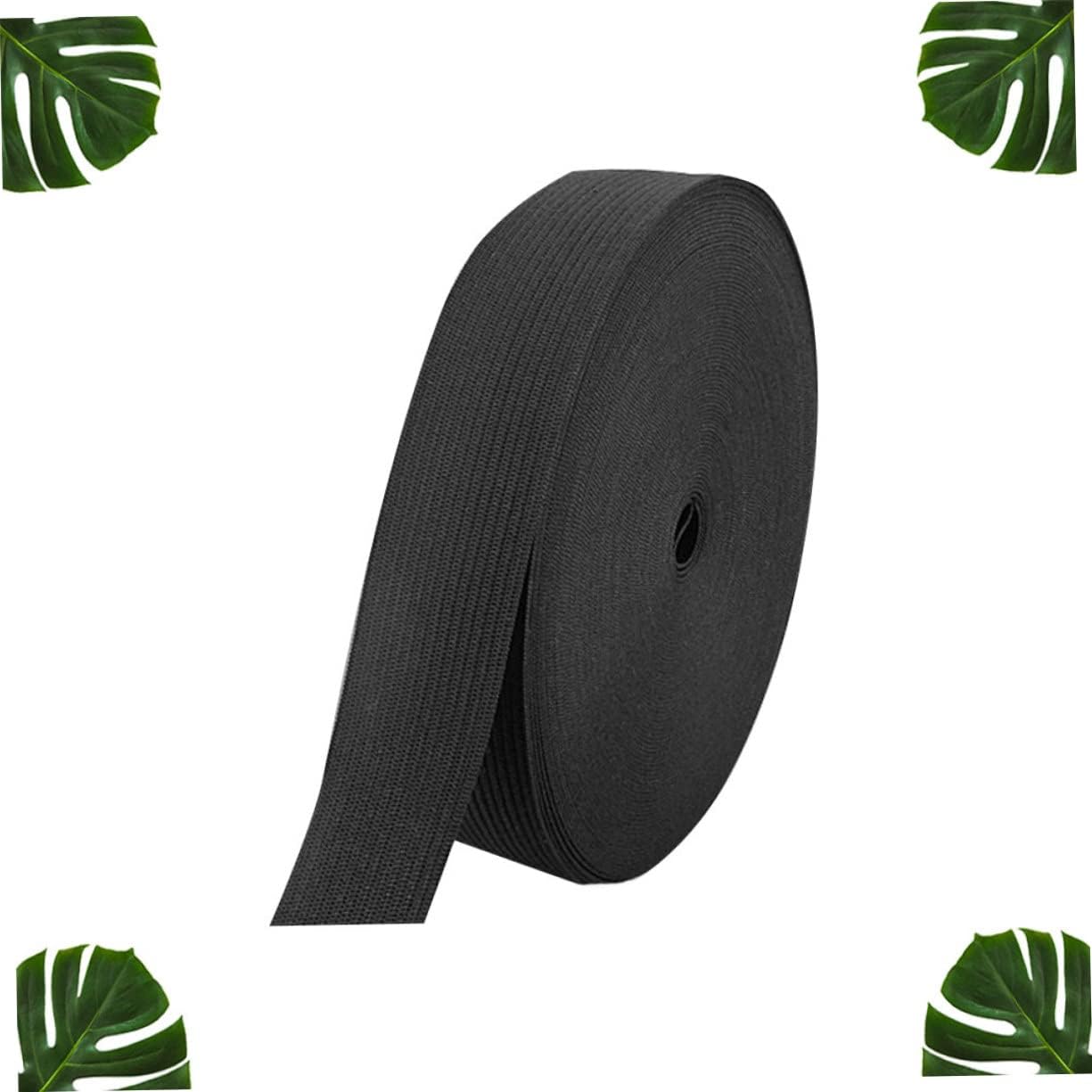 KALLORY 1roll Meters Black Knit Elastic Band Wide Stretch Sewing Accessory for Clothing Projects and Sportswear Comfortable Breathable Material