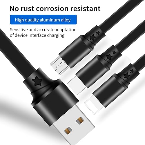 Miniatura 4 de SDBAUX Paquete de 2 cables de carga multiUSB retráctiles 3 en 1, adaptador de cable de carga múltiple con conectores de puerto micro USB tipo C