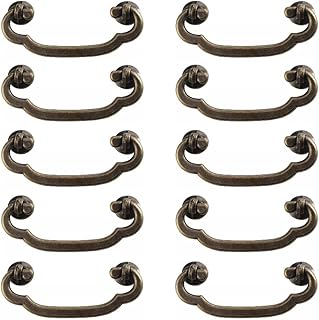 10個 バー引き出し取っ手 ヴィンテージ装飾ハンドル アンティーク亜鉛合金ノブ 家具用 木製ケース チェスト(Bronze)