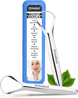 Tongue Scraper stainless steel, cure bad breath, tongue cleaner for a fresh breath and better oral health, stainless steel tongue scraper, tongue cleaner for kids and adults (2PACK) | PrimeDent