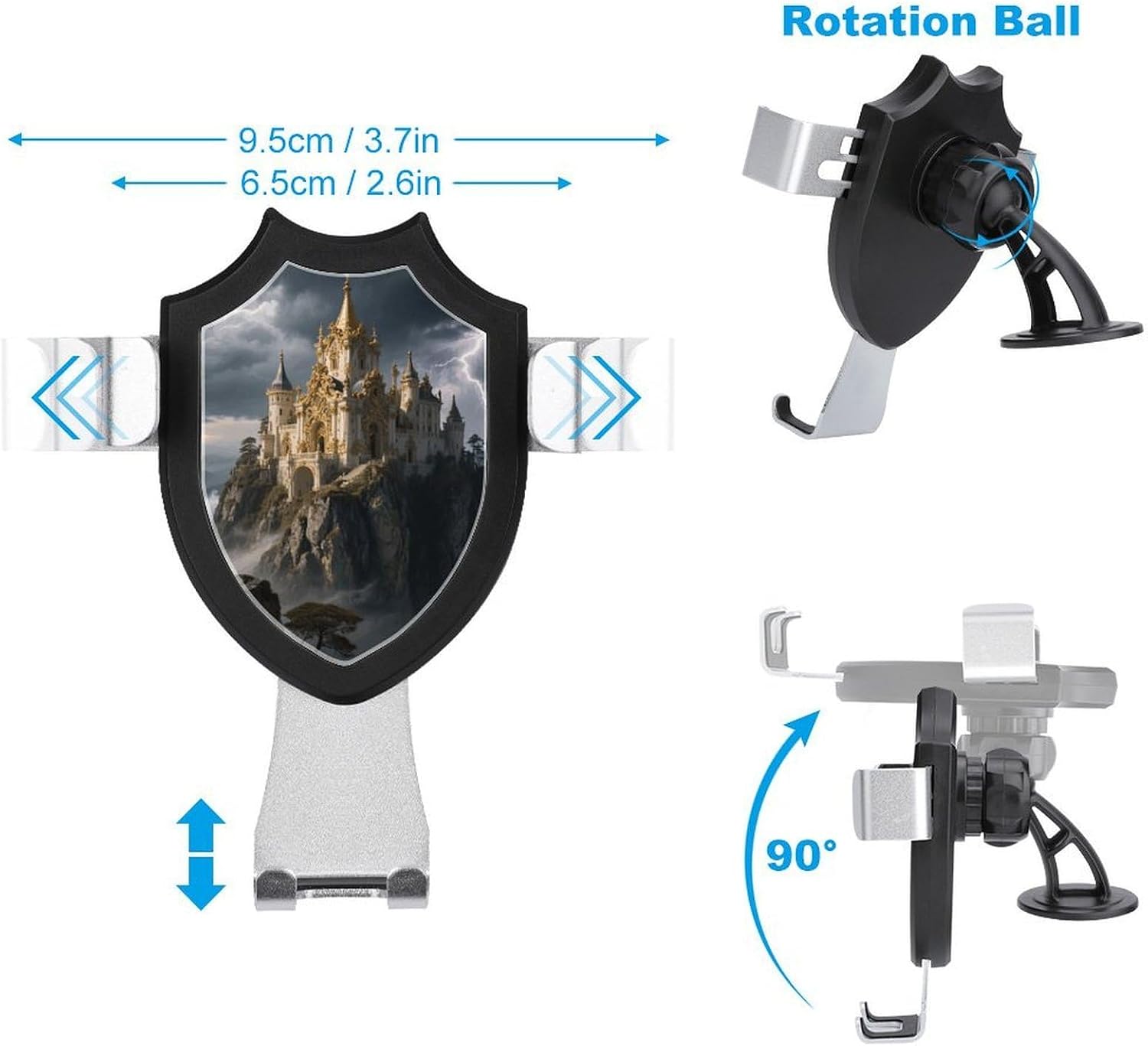 Stormy Castle Peak Car Phone Holder Mount with Metal Hook Clip image 2