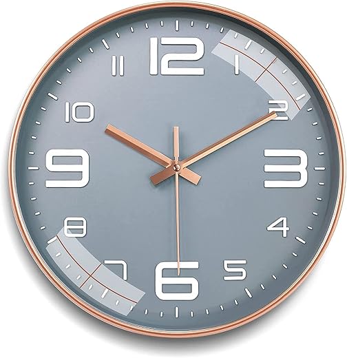 TEKCOOL Wall Clock 12" Silent Quartz Decorative Latest Wall Clock Non-Ticking Classic Clock Battery Operated Round Easy To...
