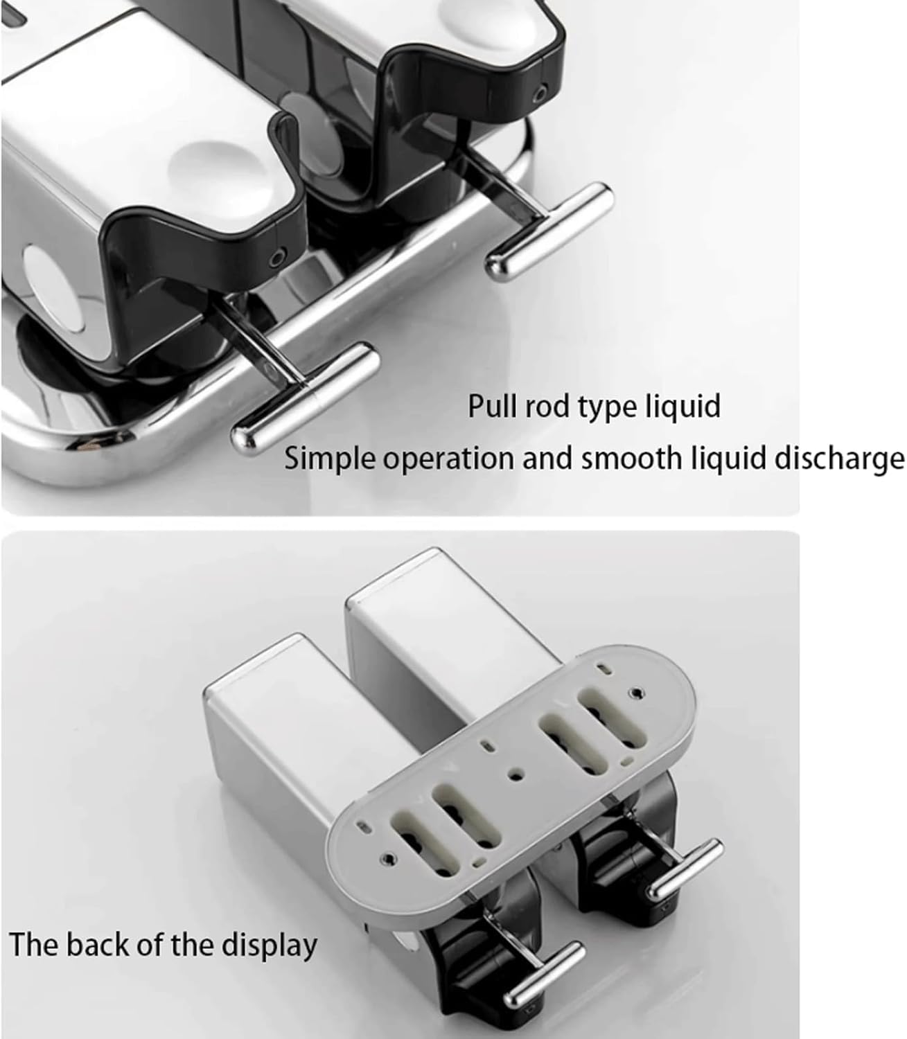 Dispenser di Sapone per Doccia A Parete Quadrato A 3 Camere - Dispenser di Liquido Senza Trapano per Doccia - Accessorio per Bagno Moderno, Silver-2