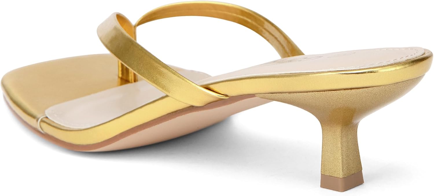 Women's Kitten Heel Sandals Square Toe Slip on Flip Flop Heels 2 Inch Thong Sandals Party Dress Heeled Sandals - Image 9