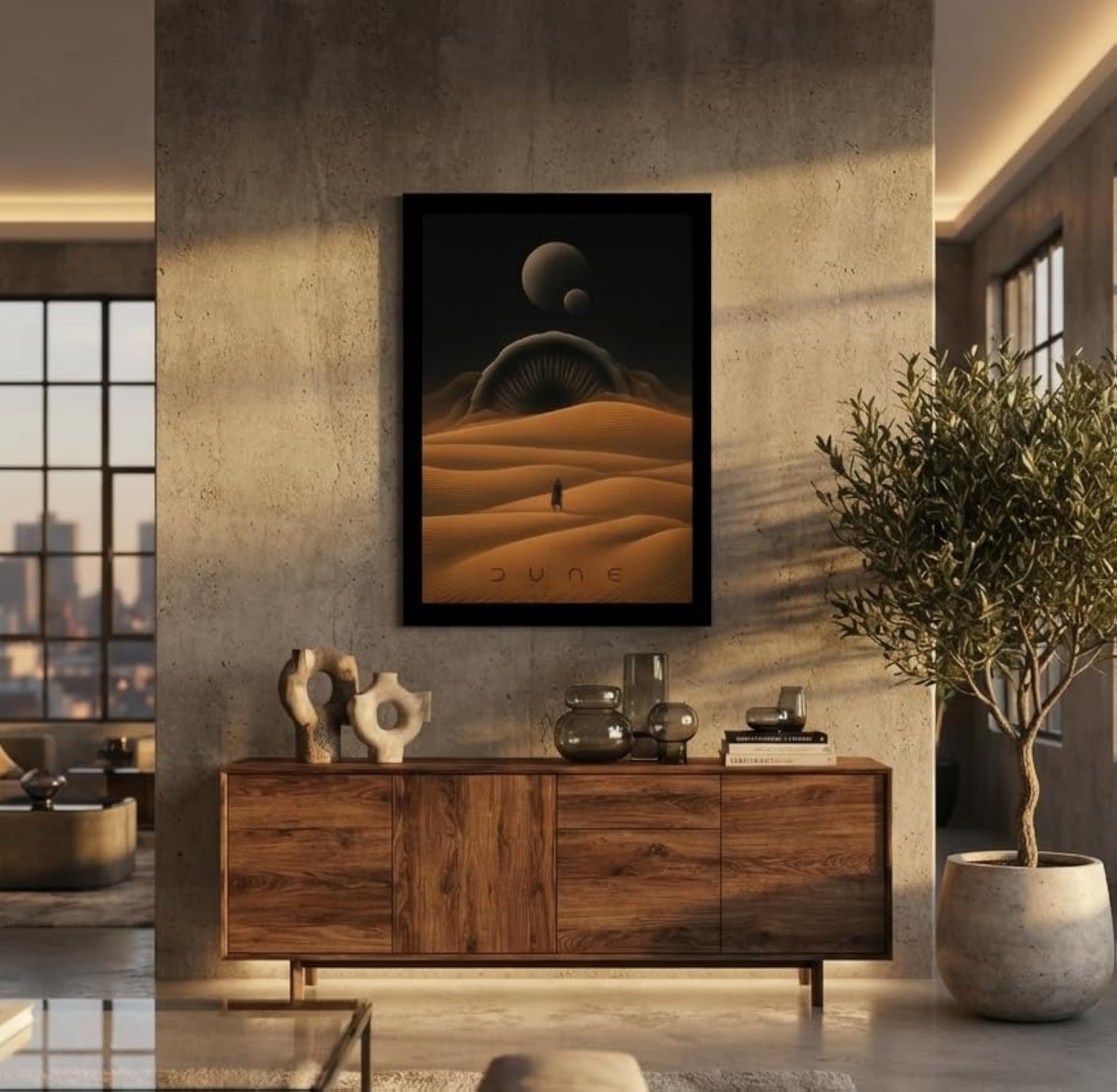 Dune Movie Inspired Desert Wall Art, Black Frame