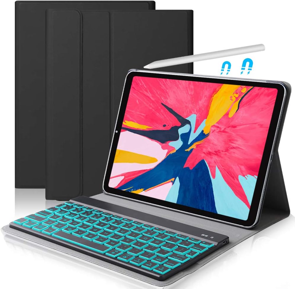 Bіg Sаlе iPad Pro 11 inch Case with Keyboard - iPad Pro 11 2018, Wireless 7 Color Backlit Keyboard, Slim Leather Folio Smart Cover, Black