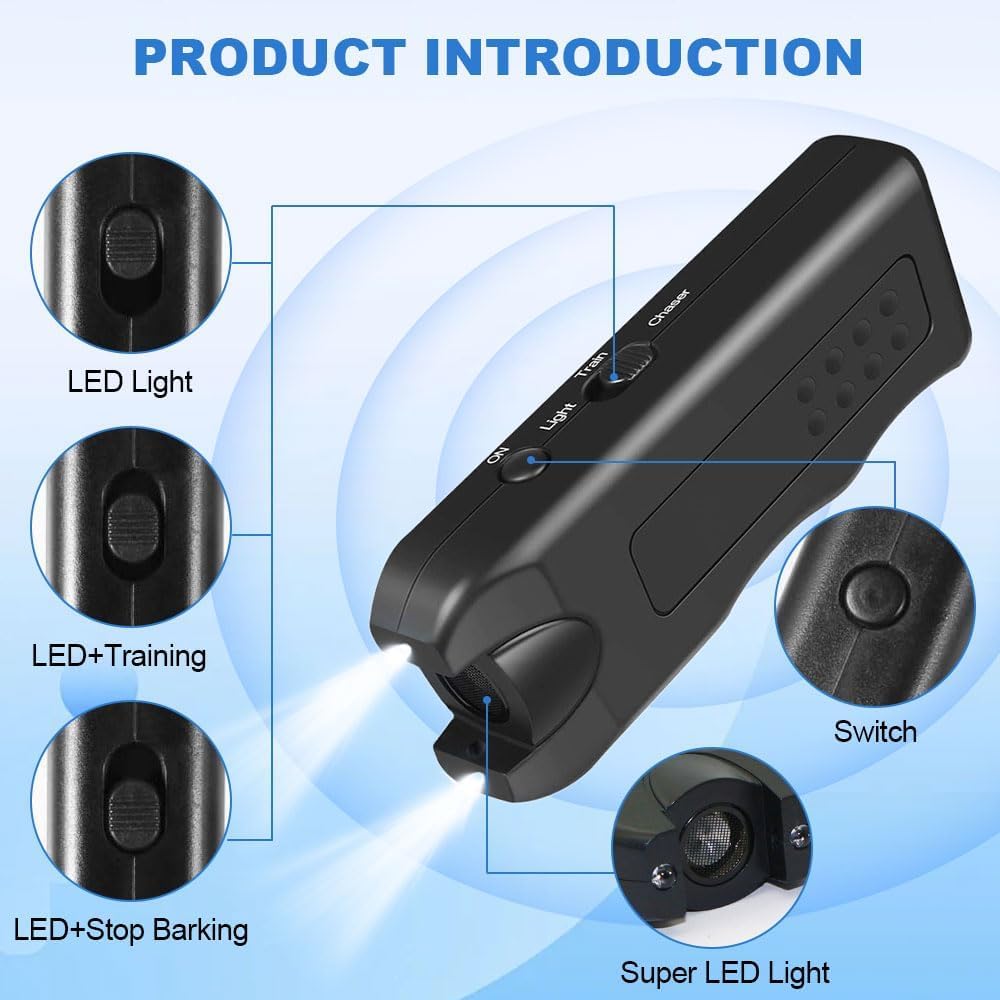 Ultrasonic Dog Repeller, Upgrade Dog Bark Deterrent Devices Anti Barking Devices Super Ultrasonic Dog Chaser Dog Bark Deterrent Device Bark Box Sonic Barking Deterrent Devices (2pcs)