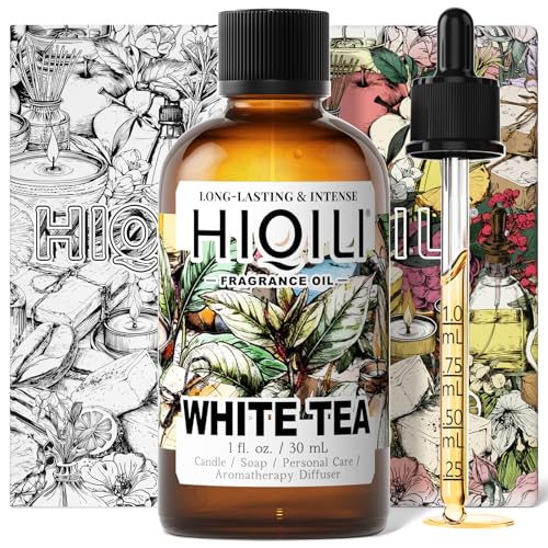 Image of HIQILI White Tea Fragrance Oil for Reed Diffuser for Home - 1 Fl Oz | Hotel Collection Diffuser Oil, Long-Lasting Scent, DIY Candle & Soap & Perfume & Air Freshener Spray, Dropper Included