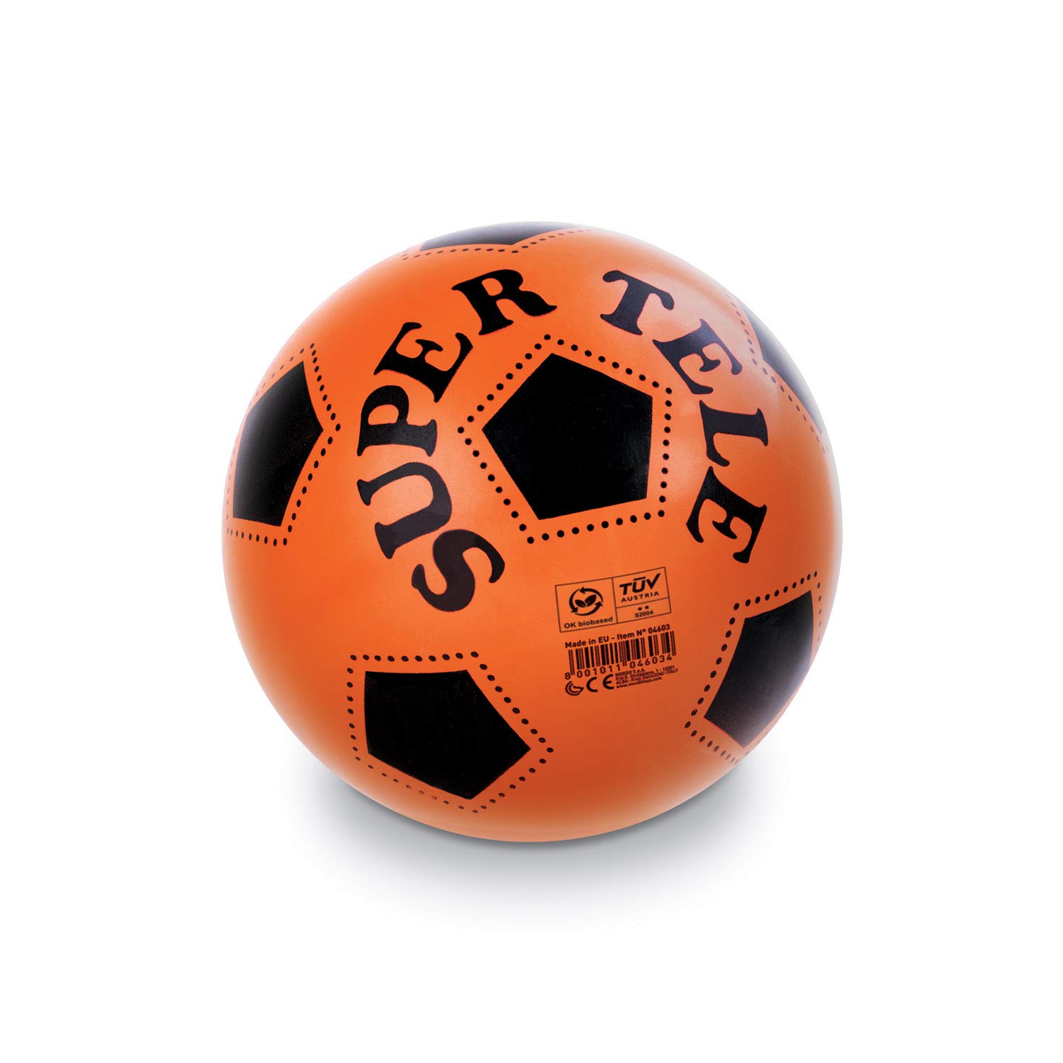 Mondo - SUPERTELE Fluo BIO Toys - Super Tele Children's Ball-Assorted Colours-BioBall-04603, Multicoloured, 5, 04603