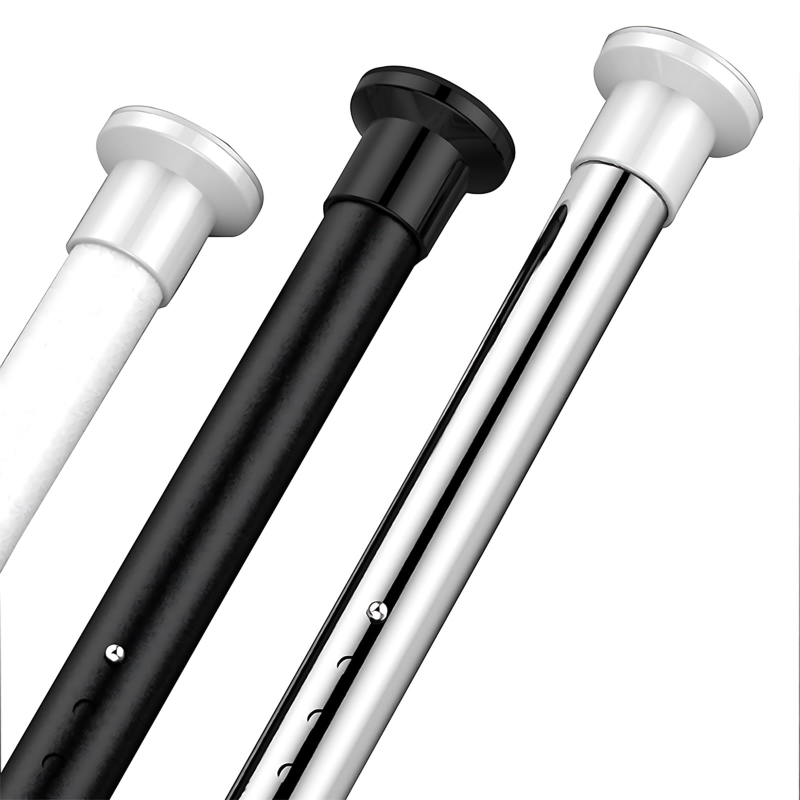 GLDYTVF Adjustable Tension Shower Curtain Rod 70-410 cm No Drill Sturdy Spring Design Ø32mm Ideal for Bathroom Kitchen & Clothing Store (White 110-160cm)