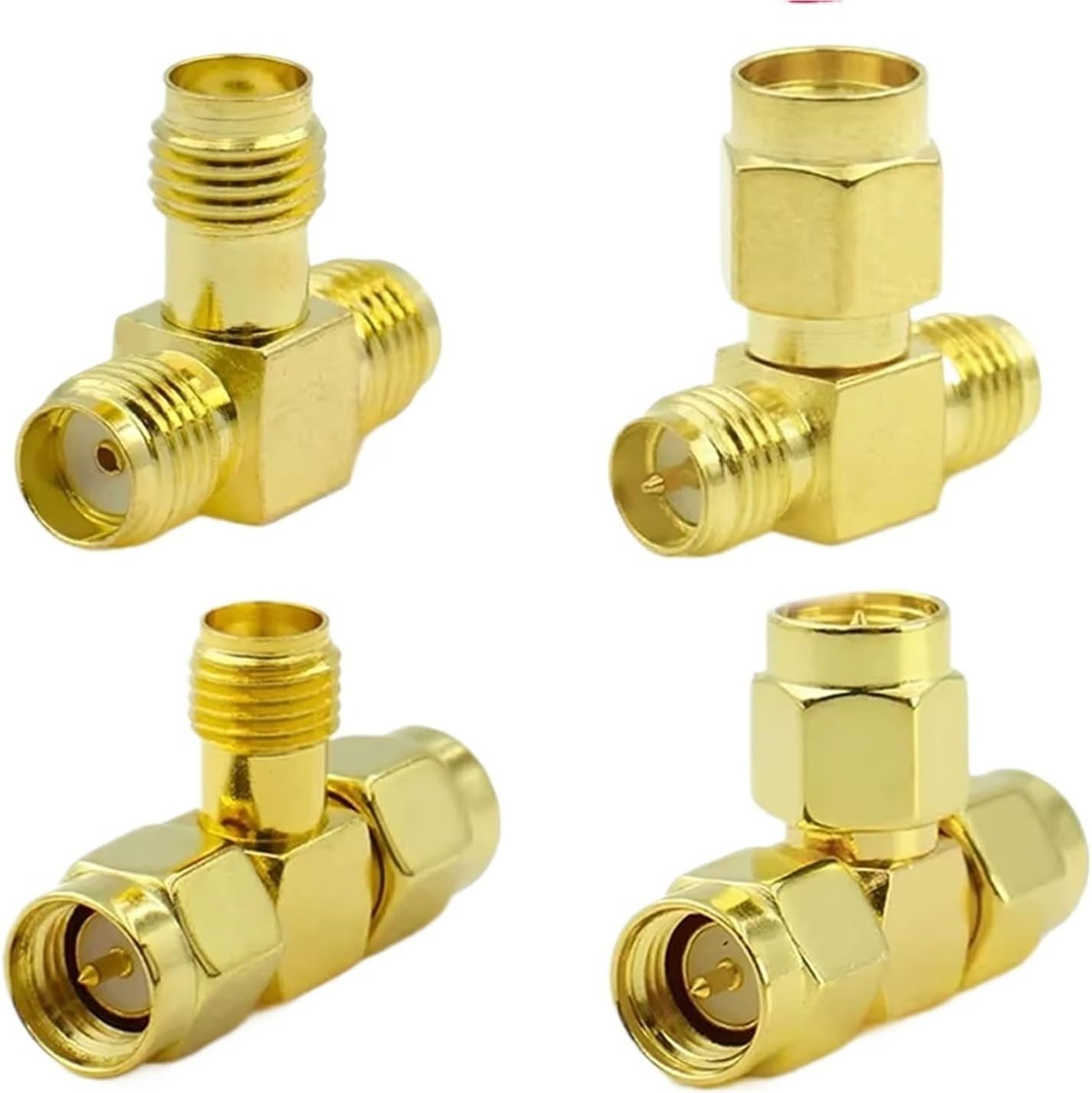 SMA RPSMA to Dual Two RP-SMA Adapter 2 Male Female 3 Way Coaxial Connector Kit Triple RP T Plugs Splitter(Type4)