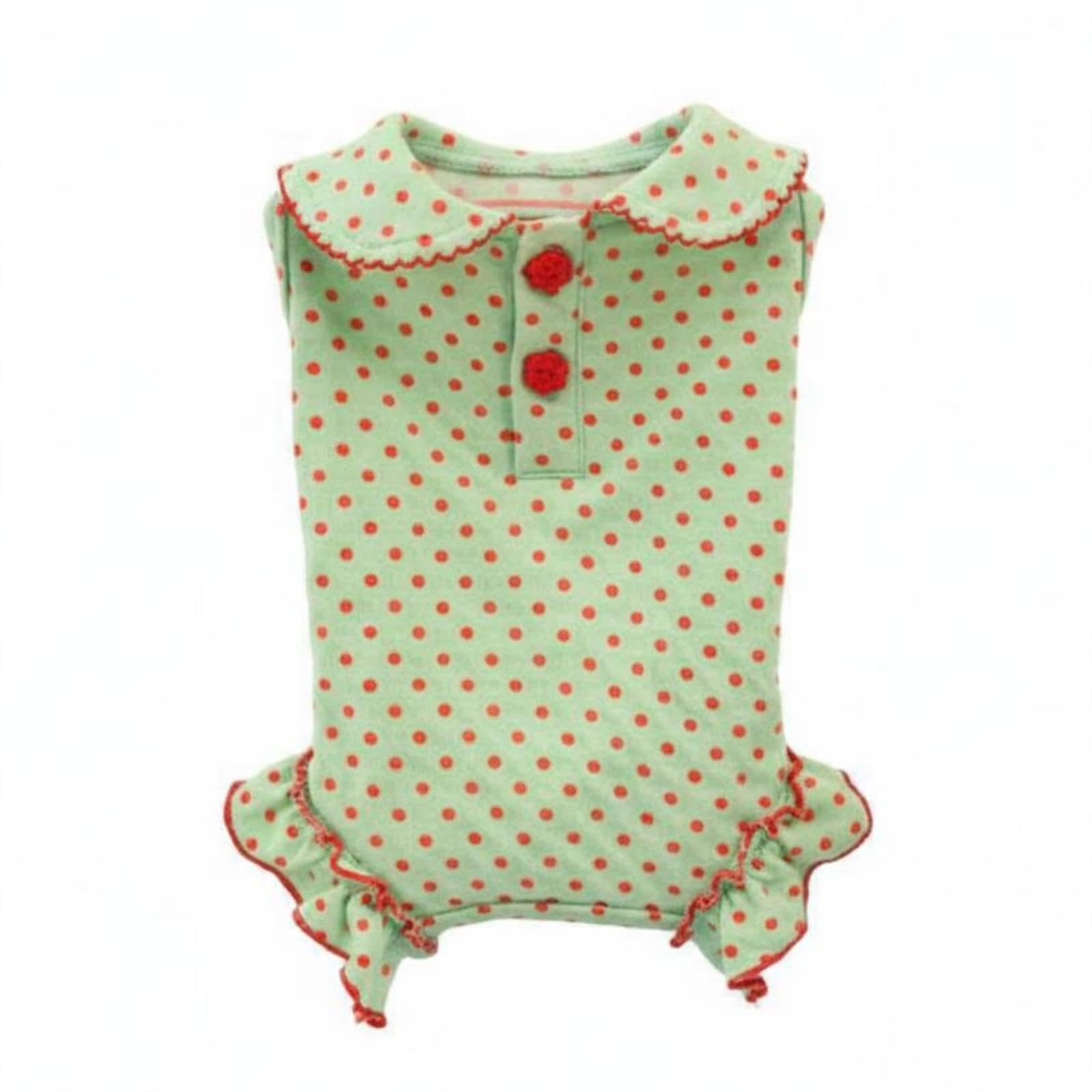 STYLEHEAVEN Collared Dog Jumpsuit Polka Spotted Pet Bodysuit Cute Ruffle Pet Romper, Photo Photography Green XL|Pet Supplies| Dog Supplies| Clothing & Shoes-image-25