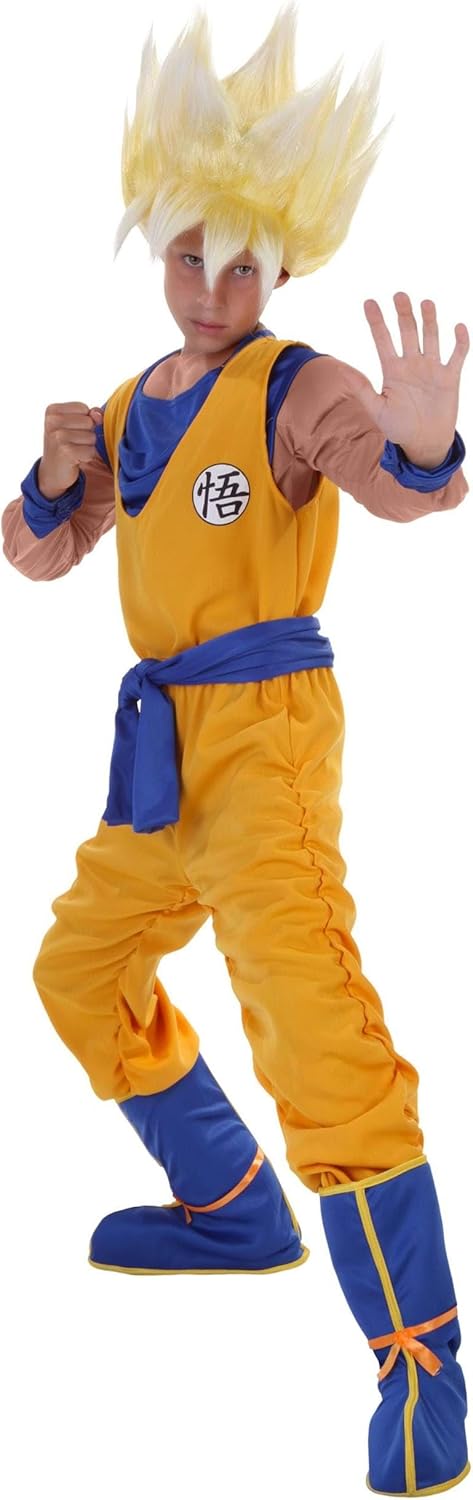 Fun Costumes Kid's Super Saiyan Goku Outfit for Boys, Dragon Ball Z Halloween Costume, Anime Series Character Cosplay - Orange, Medium