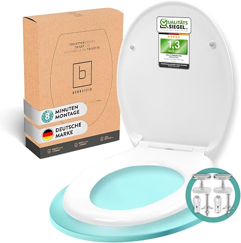 Benkstein® Toilettendeckel mit Absenkautomatik oval weiß – antibakterieller WC Sitz – Quick-Release zur einfachen Reinigung – einfache Montage – Urea-Duroplast – abnehmbar – bis 150 kg belastbar