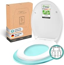 Benkstein® Premium Toilet Lid, Antibacterial, Duroplast Toilet Lid with Quick-Release Function and Soft-Close Mechanism, Toilet Seat Made of Rustproof Stainless Steel, Removable Toilet Seat, Oval,