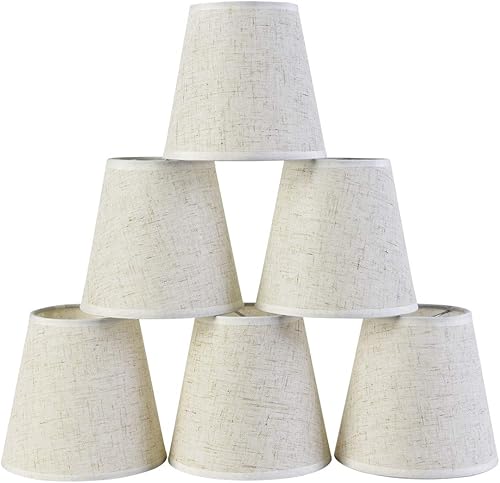 Miniatura 9 de Juego de 6 lámparas de araña pequeñas, tamaño mini, 3.54 x 5.51 x 5.11 pulgadas, material de lino, color blanco roto