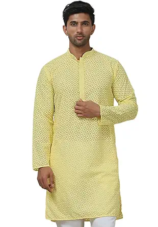 Men's Chikankari Pure Cotton Kurta Only.