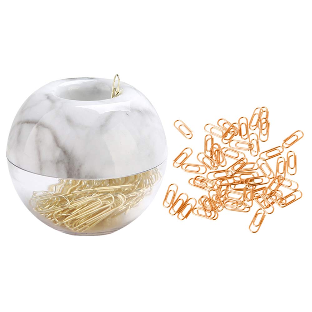 100pcs Standard Gold Paper Clips in Marble Tone Paperclips Holders and 50pcs Rose Gold