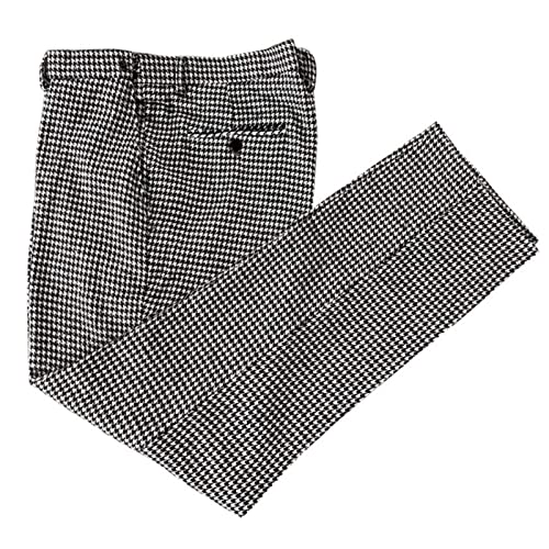 Apornipa Men's Black White Plaid Suit Pants Slim Fit Fashion Business Office Trousers