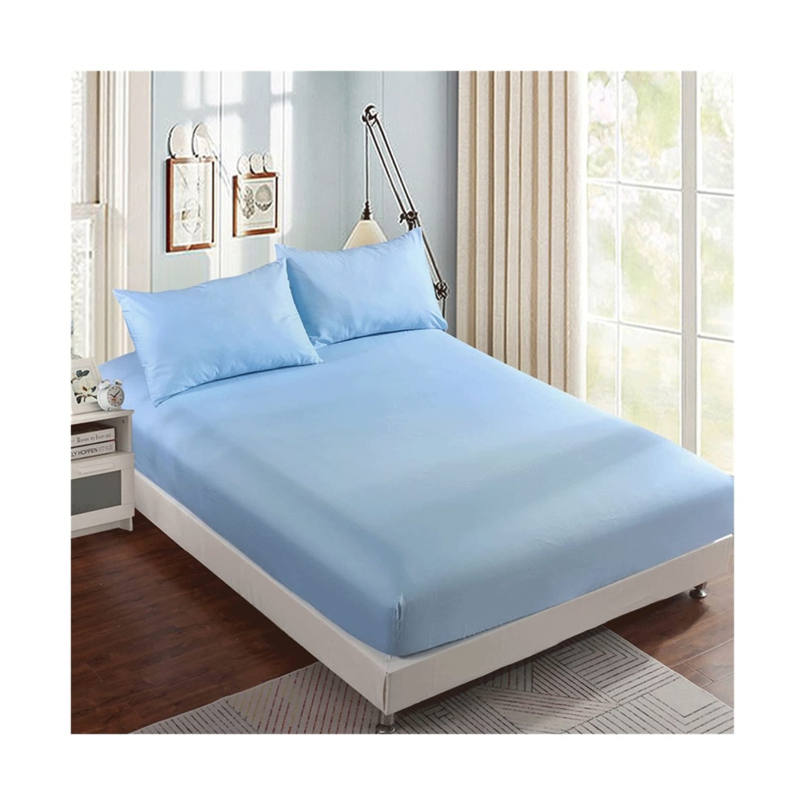 Drap-Housse Coton supérieur bleu ciel 100x200cm finition douce