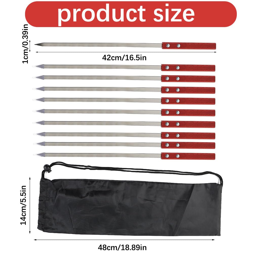 Jadin Brochettes Barbecue Inox 42cm Kebab Manche Bois Réutilisable Résistante Chaleur Sac