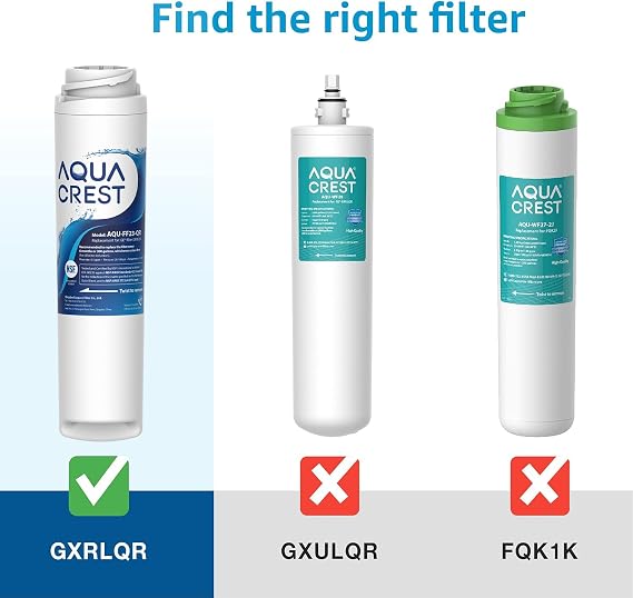 AQUA CREST GXRLQR Under Sink Water Filter, NSF/ANSI 401 Certified, Replacement for GE SmartWater Twist and Lock In-Line GXRLQR Water Filter, Reduces PFAS, PFOA/PFOS, 3 Pack