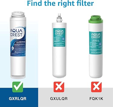 AQUA CREST GXRLQR Under Sink Water Filter, NSF/ANSI 401 Certified, Replacement for GE SmartWater Twist and Lock In-Line GXRLQR Water Filter, Reduces PFAS, PFOA/PFOS, 3 Pack