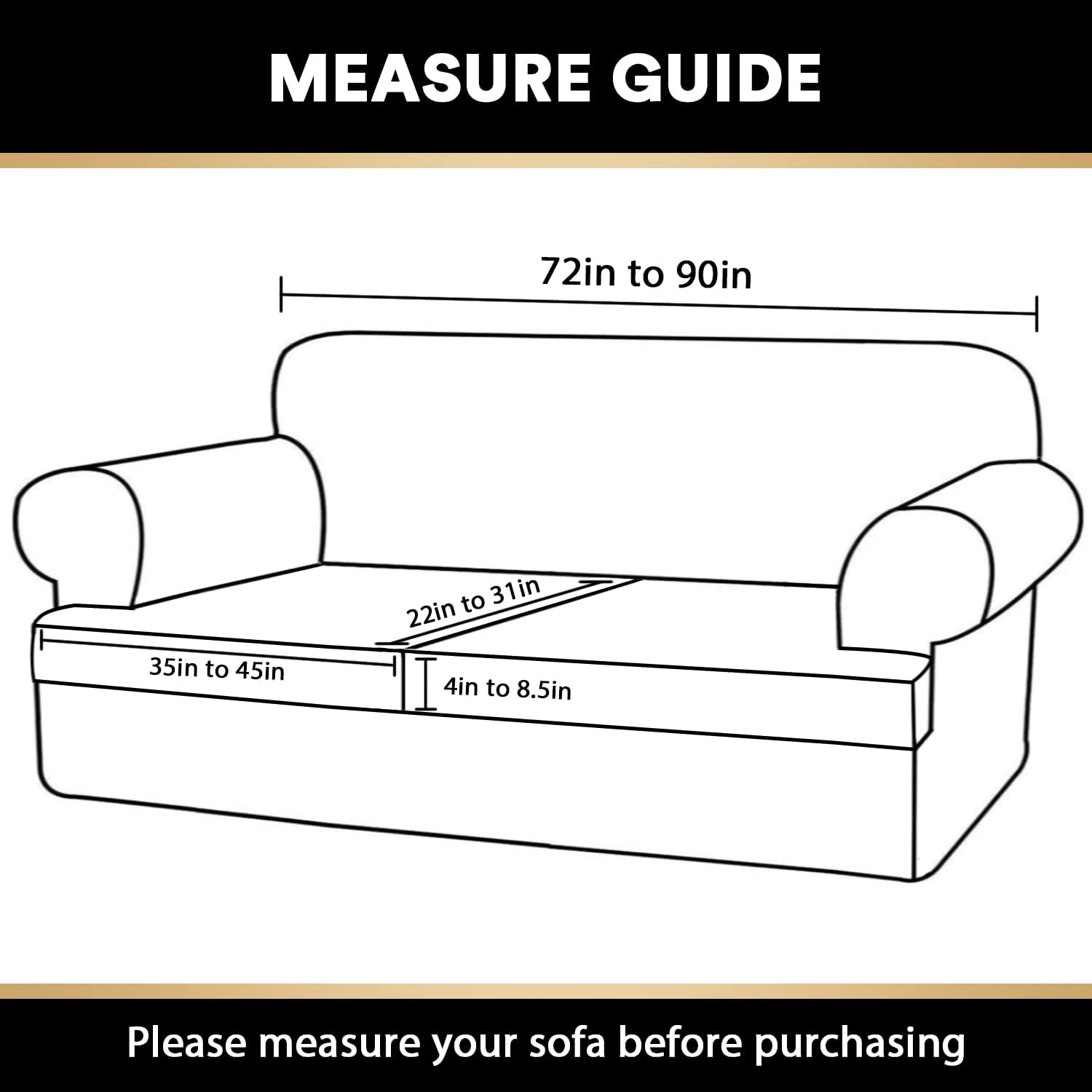 3 Pieces Sofa Covers Stretch Couch Covers for T Cushion Sofa Slipcovers Soft Sofa Slip Covers Furniture Covers with 2 Individual T Cushion Shape Seat Covers (Large, Taupe) : Home & Kitchen