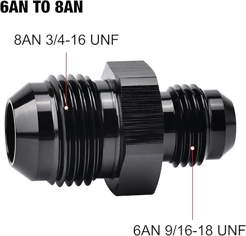 Miniatura 33 de EVIL ENERGY 6AN Macho a Macho Flare Acoplador Unión Recta Manguera de Combustible Adaptador Adaptador Negro 2PCS