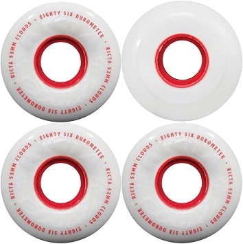 RICTA 54mm Clouds White 78a Skateboard Wheels - Set of 4, White/Blue