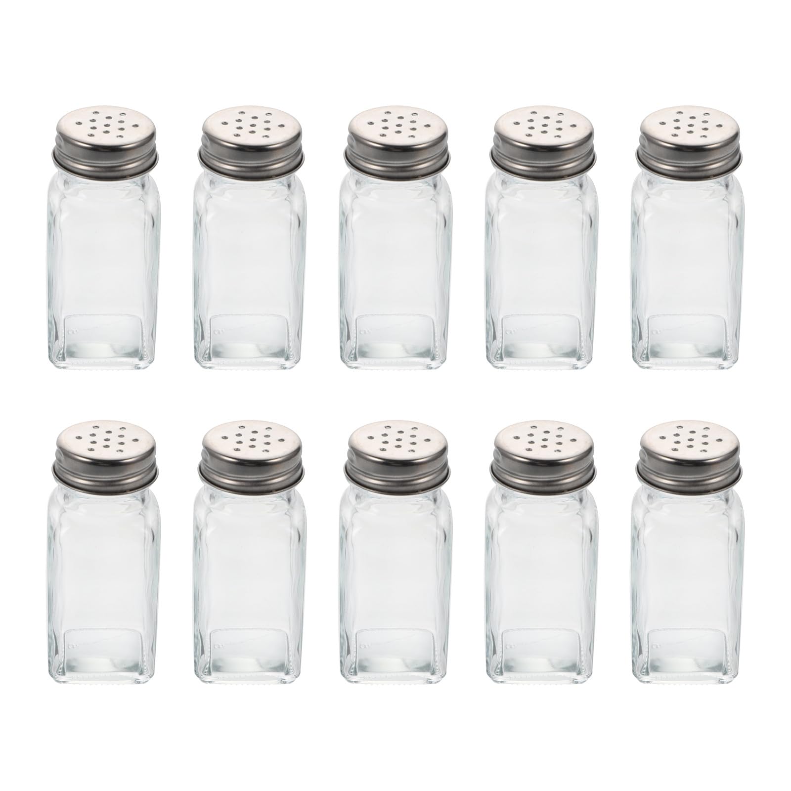 Gewürzflaschen aus Glas und Edelstahl 10 Stück und Glatter Oberfläche mit Praktischem Design zum Befüllen von Salz und Pfeffer für Küche