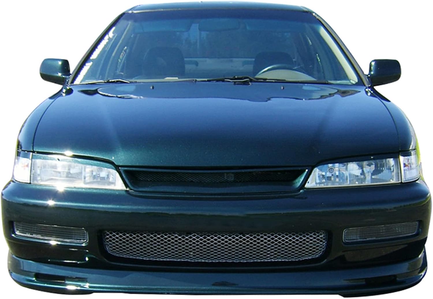 IKON MOTORSPORTS, Front Bumper Lip Compatible With 1996-1997 HONDA ACCORD 4CYL, Mugen Mug Style PU Front Lip Spoiler Splitter, Painted #NH624P Premium White Pearl