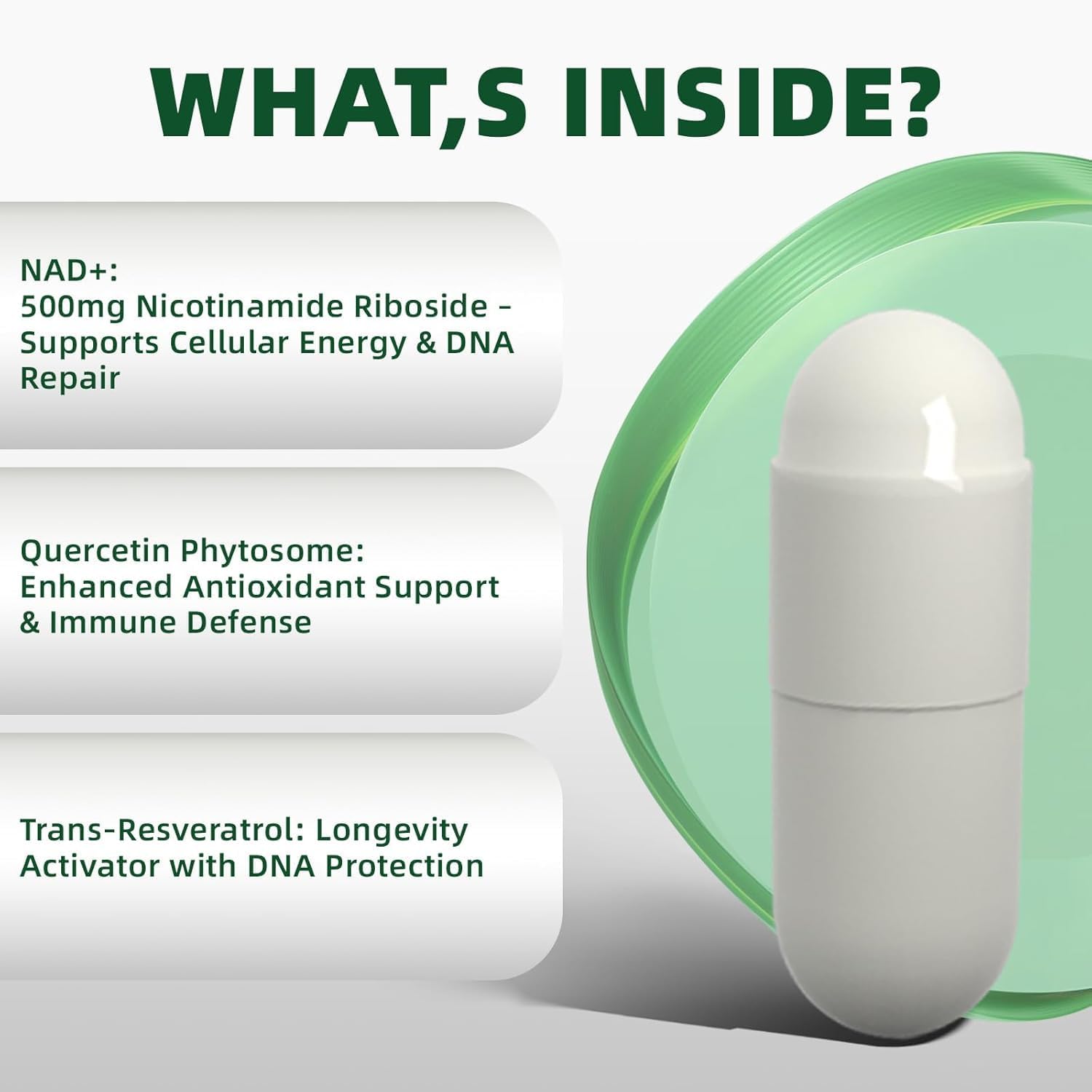 NAD+ Supplement with, Nicotinamide Riboside & Resveratrol 900mg – Anti-Aging Support for Women & Men, NMN Alternative, Vegan Non-GMO - 100 Capsules, 2 Pack