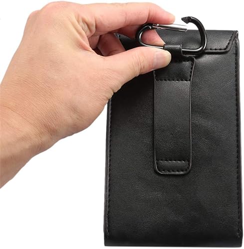 Miniatura 9 de Riñonera de cuero para teléfono celular para hombre, clip para cinturón de teléfono celular, bolsa vertical pequeña para teléfono inteligente con