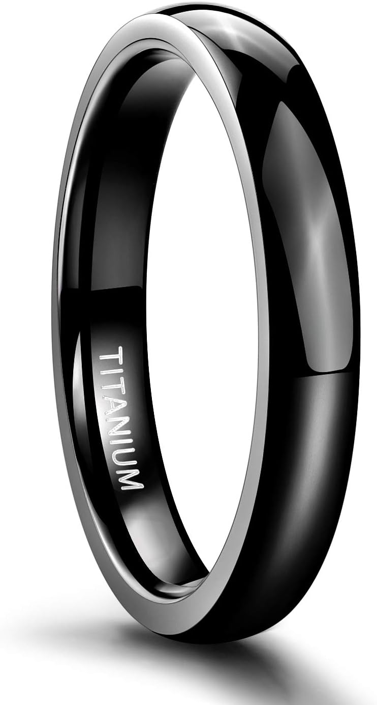TIGRADE Black Titanium Ring 2mm 4mm 6mm 8mm Dome High Polished Wedding Band Size 3-14.5 - Image 2