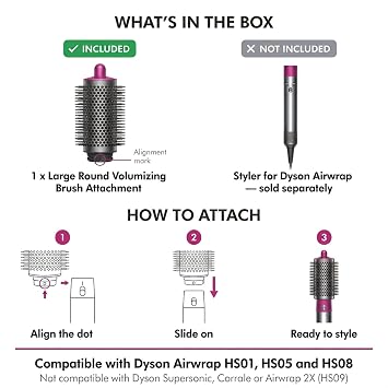 Round Brush Attachment for Dyson Airwrap Multi-Styler HS01/HS05/HS08, Large Volumizing Brush for Dyson Airwrap Accessories, Instant Root Lift & Fast Drying Hair Tool, Anti-Static Styler