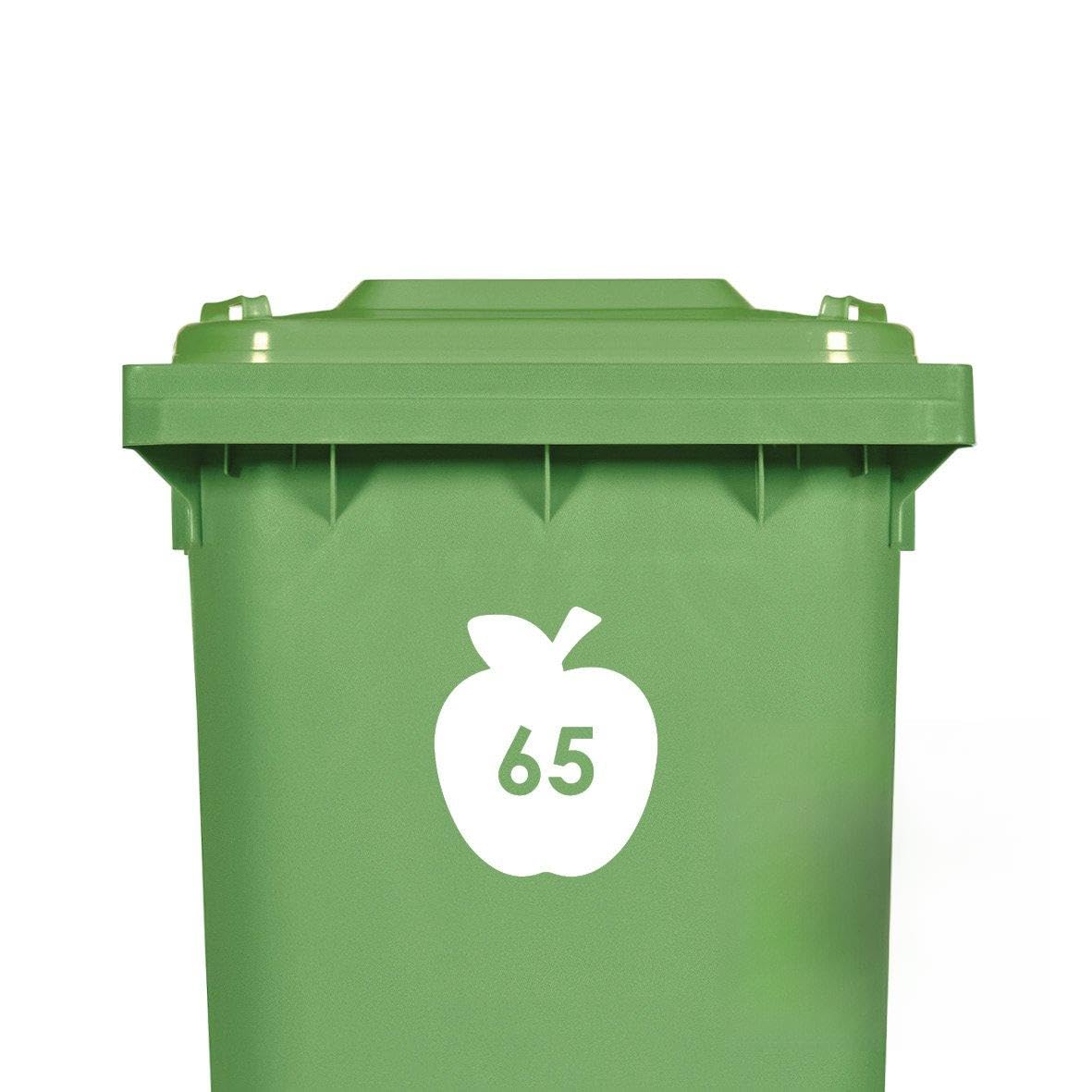 Displaypro White 3 X Wheelie Bin Number Stickers Custom Dustbin House Graphic Adhesive Decal (, Apple)