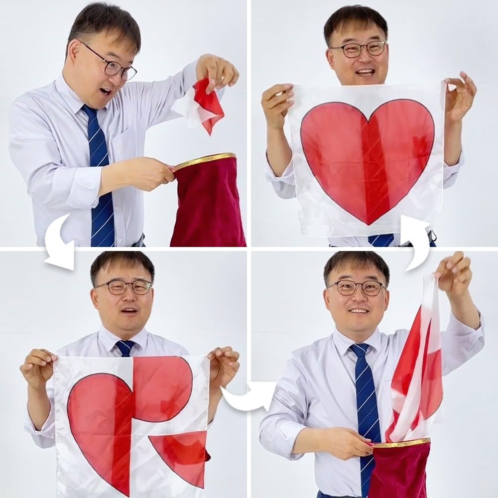 Comic Heart Scarf Set 100% Silk + Single Zipper Change Bag,Stage Street Wedding Proposals Party Shows