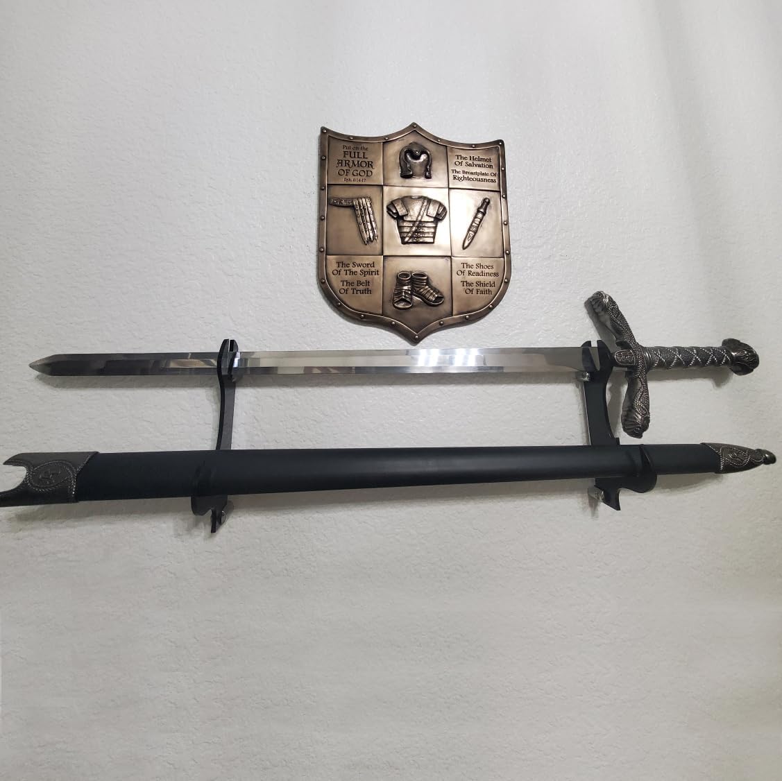 WANLIAN Sword Display Wall Mount, Sword Display Wall Mount, Acrylic Two-Layer Wall Mounted Samurai Sword Stand Display Stand, Luxury Table Stand for Katana or Wakizashi Sword, can Support All Swords
