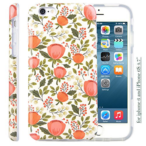 iPhone 6S Case for Girls, Dimaka Printed Floral Pattern Retro Cute Style Full Side Protective 2 Layer Case with Glossy Cover for iPhone 6 and iPhone 6S 4.7