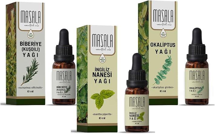 Masala Biberiye Ya , Okalipt s Ya , Nane Ya , 3l  Nefes Seti, 10 ml