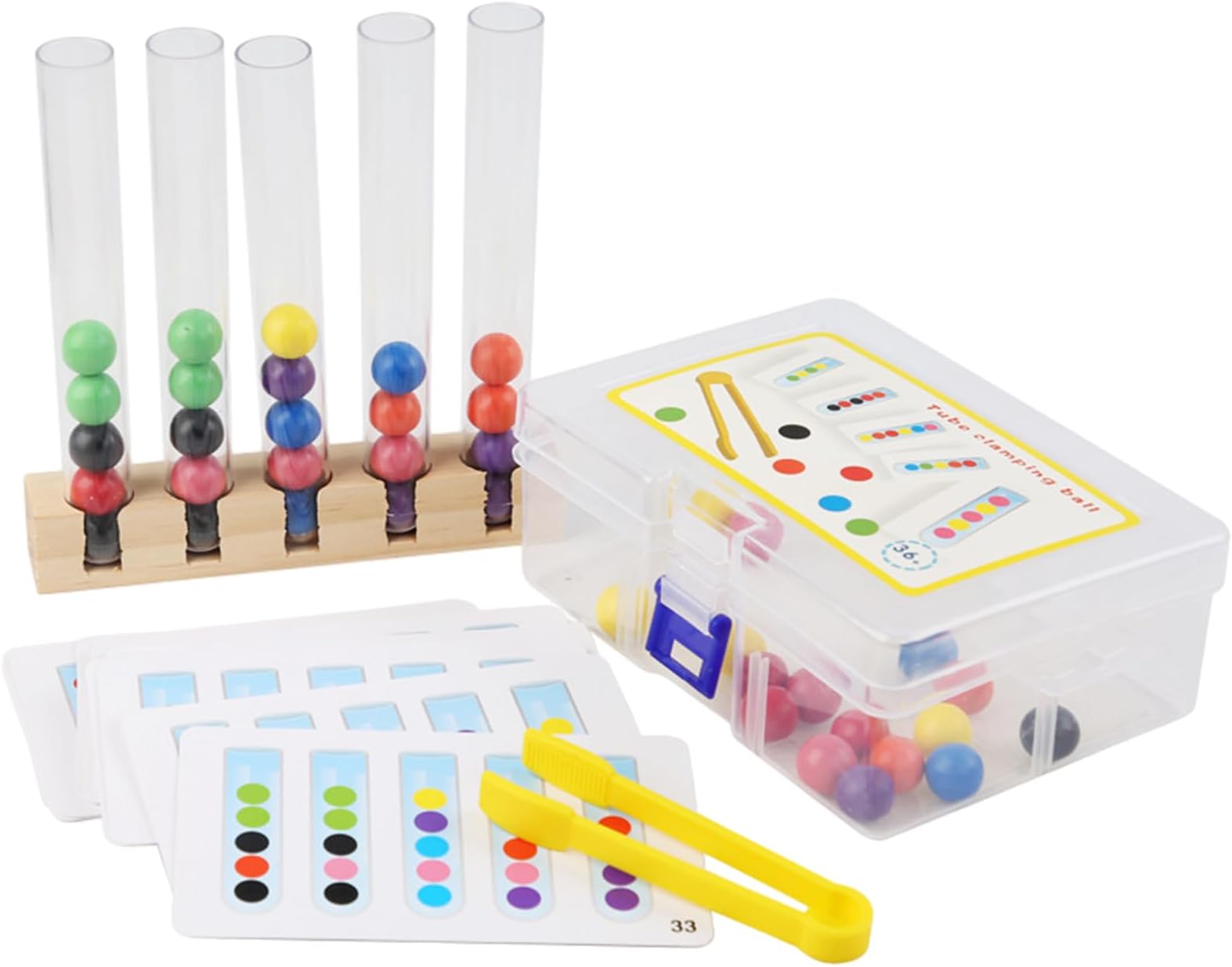 Bead Sorting Tubes - Early Education Clip Toy, Color Recognition Trainer, Cognitive Skill Builder, Interactive Learning Aid | Portable Test Tube Toy Design for School Outdoor journeys Developmental