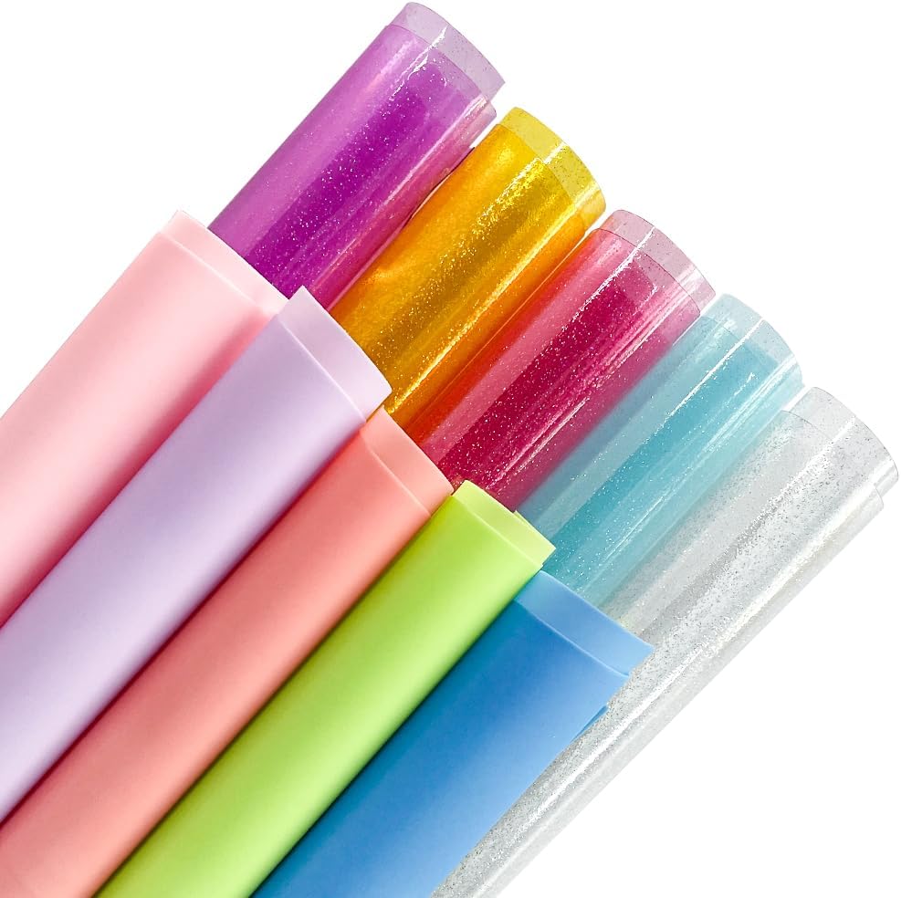 ONEART | Clear A4 Candy Color Jelly Vinyl Sheets, 10 Pcs Solid Transparent Vinyl Fabric for Earrings Bows Crafts