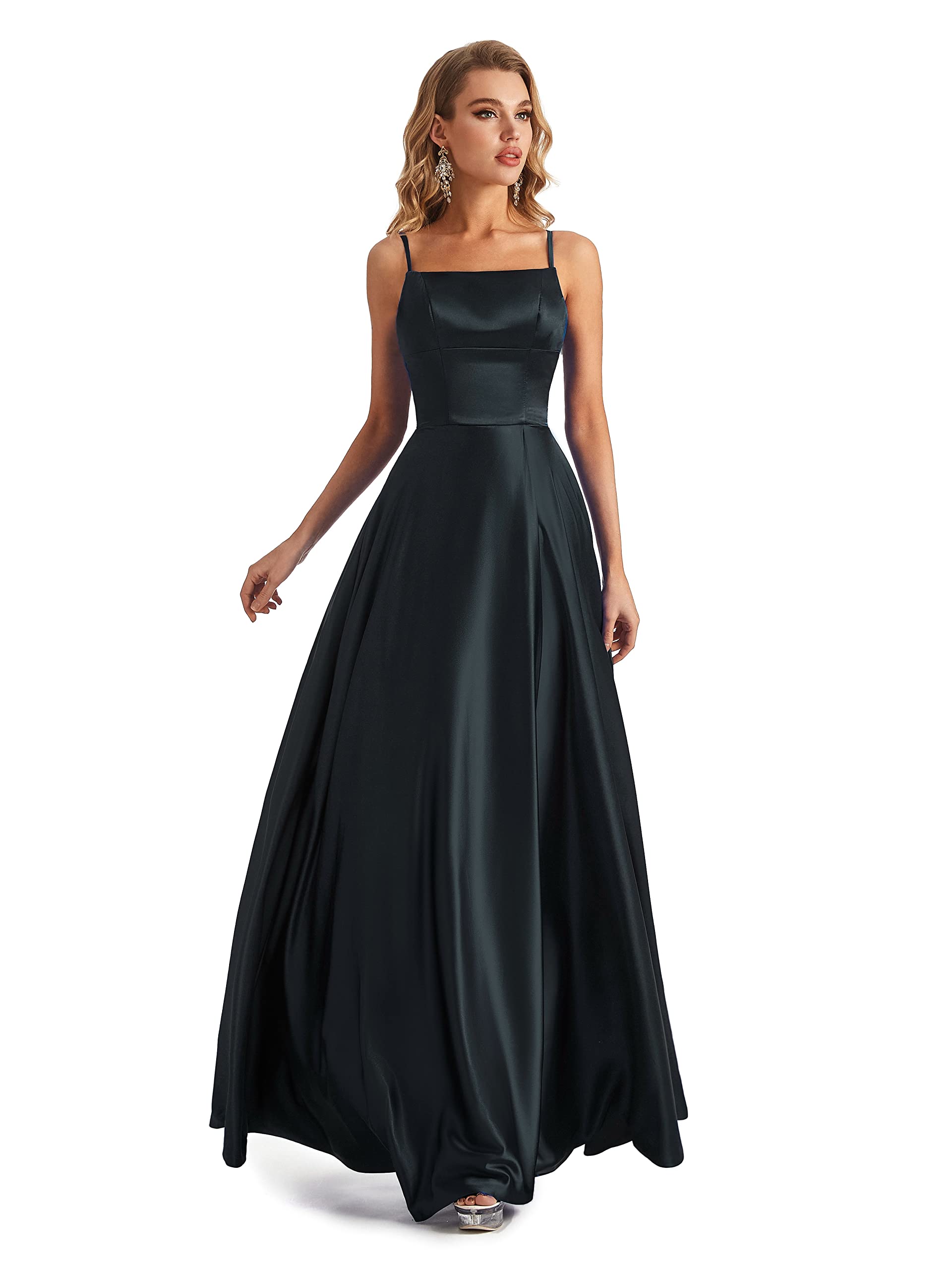 LecurelerSatin Spaghetti Strap Prom Dress