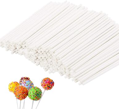 200 Count White Lollipop Sticks,6-Inch Paper Sticks Sucker Stick for Cake Pops,Cupcake Toppers,Candy Melt,Chocolate,Cookie,DessertDia 3.5mm