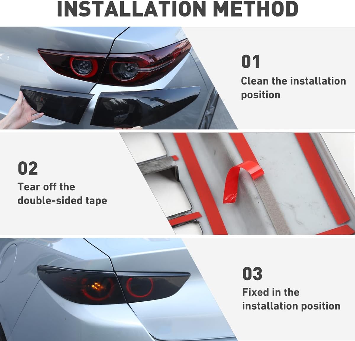 ABS Car Exterior Taillight Protection Cover Accessories for Mazda 3 BP 2020 2021 (Sedan Version Auto Rear Tail Lamp Protector Frame Trim