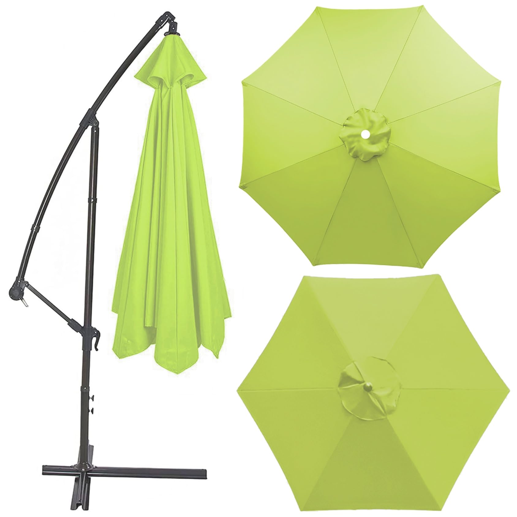 Replacement Parasol Canopy 200cm 2.7m 300cm / 6.5ft 8.8ft 9.8ft Sun Umbrella Replacement Cloth - Waterproof Anti-ultraviolet Parasol Canopy Fabric (6 Ribs 8 Ribs)(Color:Grass green,Size:6 ribs-3m(9.8