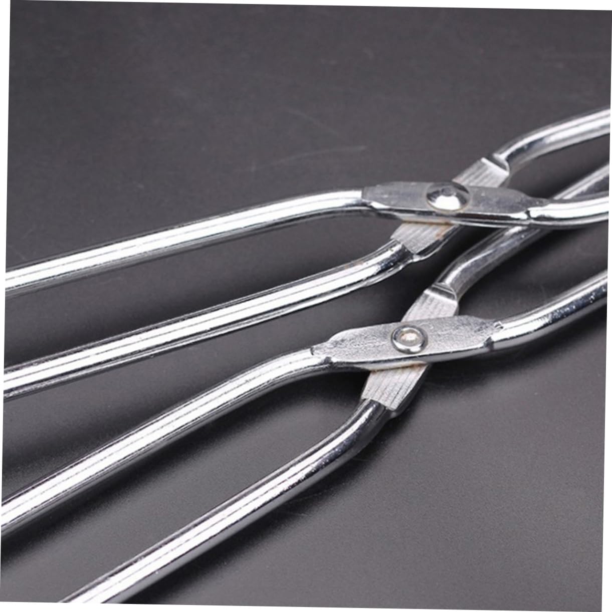 Mikinona 4pcs Garbage Clip Tongs Stainless Steel Garbage Pliers Long Reach Scissor Shape Portable Grabber Tool for Lightweight Pickup